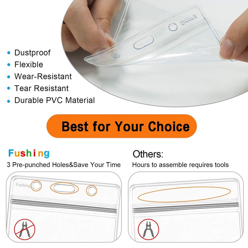 Fushing Pack of 50 Clear Plastic Vertical Badge Holders, Name Tag Holders, Card Holders (L) - Image 3