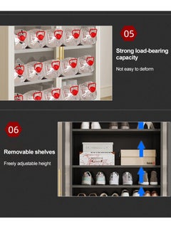 XiuWoo 5-Tier Household Steel Dustproof Floor-standing Shoe Cabinet Shoe Rack,with Transparent Doors and Adjustable Shelves, for Living Room, Dining Room, Home Office,Entrance Hall  - Image 4
