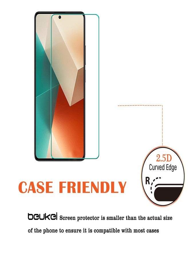 beukei (3 Pack) Compatible for Xiaomi Redmi Note 13 Screen Protector Tempered Glass,Touch Sensitive,Case Friendly, 9H Hardness - Image 4