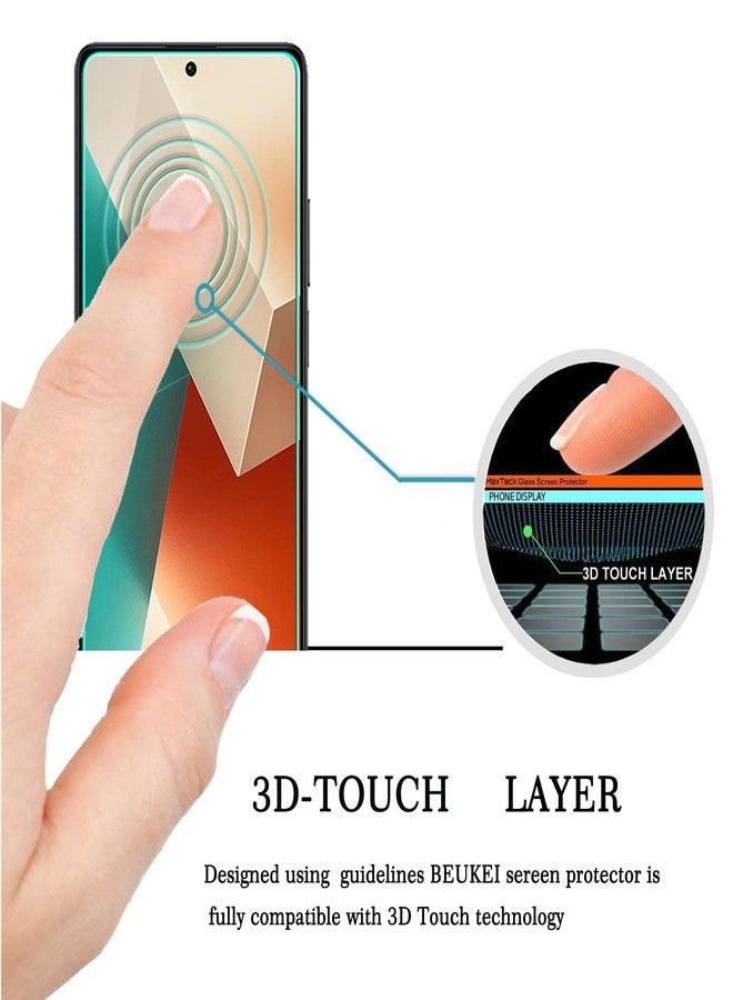beukei (3 Pack) Compatible for Xiaomi Redmi Note 13 Screen Protector Tempered Glass,Touch Sensitive,Case Friendly, 9H Hardness - Image 2