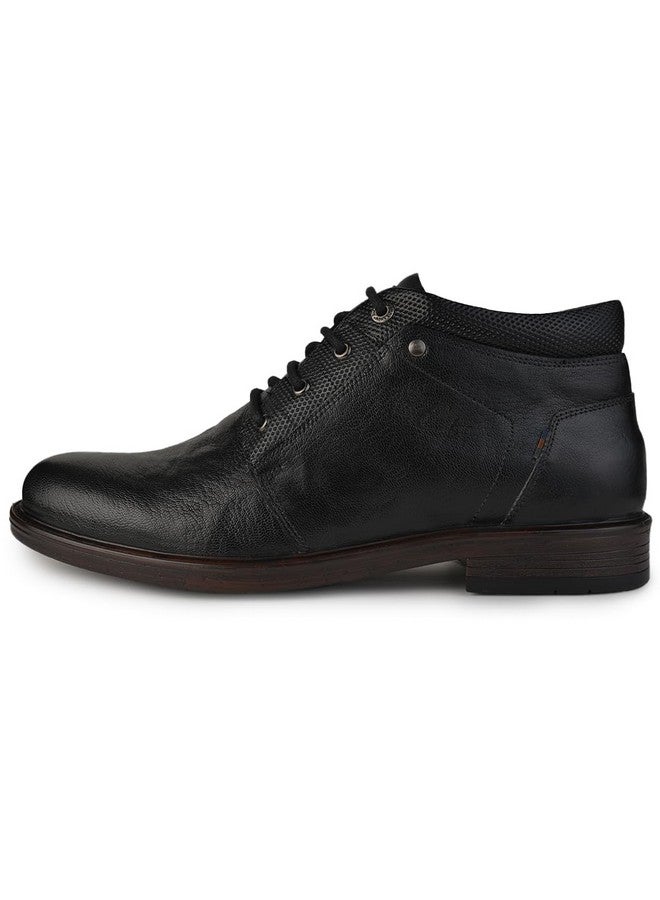 BUCKAROO HARKAN Full Grain Natural Leather Black Casual Boots for Men: Size UK 9 - Image 4