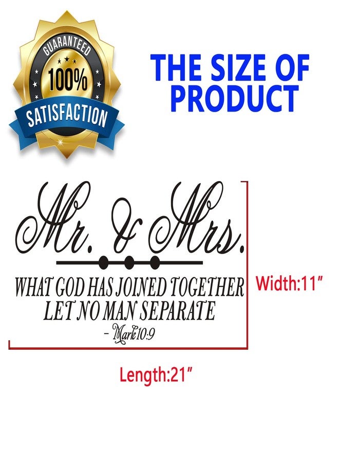 SEATUNE Wall Decals for Bedroom, Wall Stickers for Bedroom, (Easy to Apply), Vinyl Wall Decor Art Quotes, Bible Verse Church Christian God Scripture Inspirational Home Sayings Word Sign, Mr and Mrs 21"X11" - Image 4