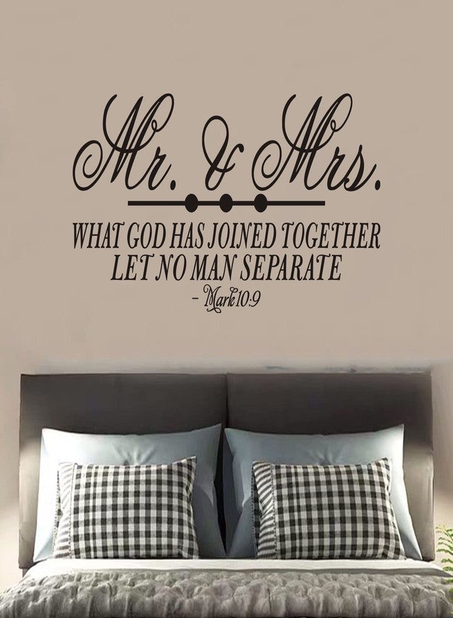 SEATUNE Wall Decals for Bedroom, Wall Stickers for Bedroom, (Easy to Apply), Vinyl Wall Decor Art Quotes, Bible Verse Church Christian God Scripture Inspirational Home Sayings Word Sign, Mr and Mrs 21"X11" - Image 1