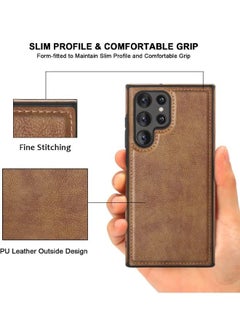 Mikki Samsung Galaxy S24 Ultra Case, Vegan Leather Protective Case for Samsung S24 Ultra 5G 6.8‘’, Luxury, Elegant and Beautiful Design Cover, Non-Slip Vintage Looking Perfect Leather Cover(Brown)  - Image 2