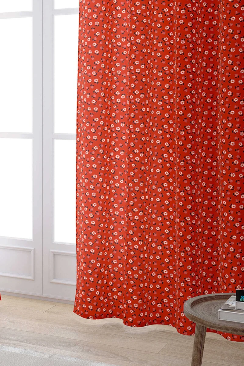 كانغو هوم Red Floral Digital Printed Curtain CGH273-PR