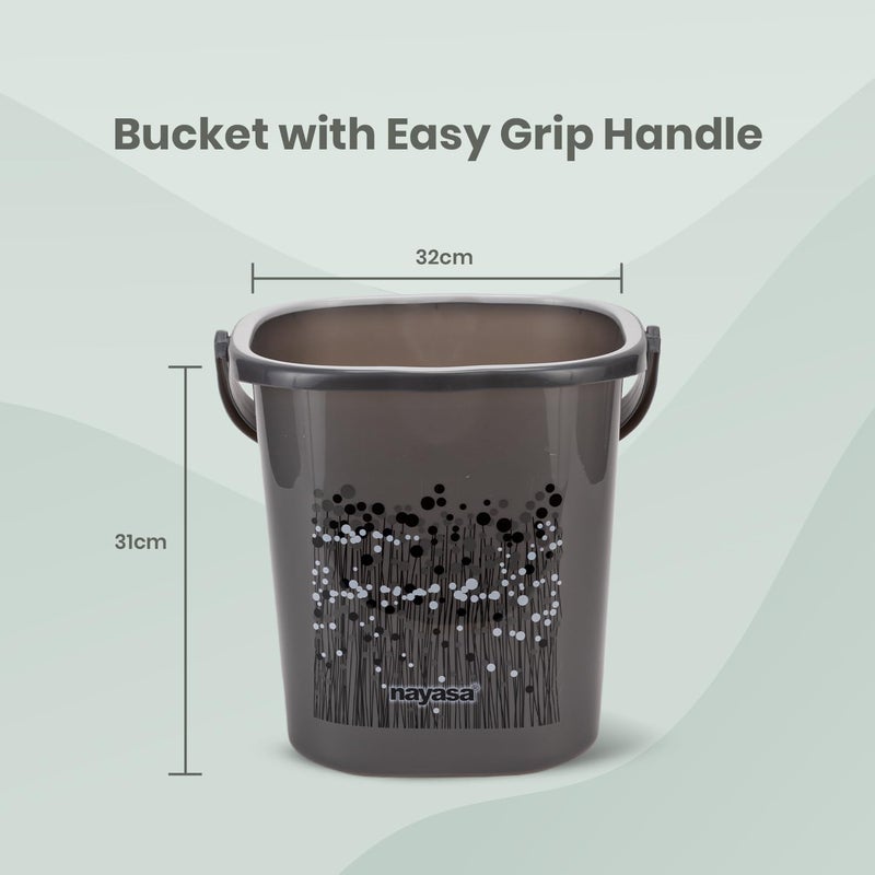 NAYASA Nayasa Plastic Funk Square 2 Pcs Bathroom Set Bucket 18 L Mug 15 L Bathroom Set Bath Set for Bathroom Black  - Image 2