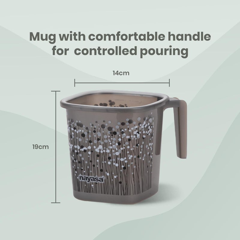 NAYASA Nayasa Plastic Funk Square 2 Pcs Bathroom Set Bucket 18 L Mug 15 L Bathroom Set Bath Set for Bathroom Black  - Image 3