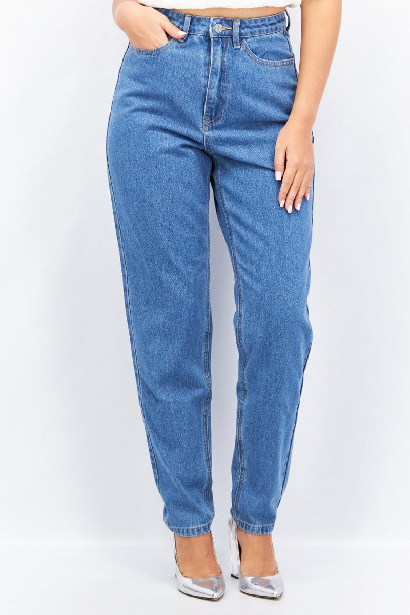 Missguided Women Regular Fit High Rise Denim Jeans, Blue - Image 1