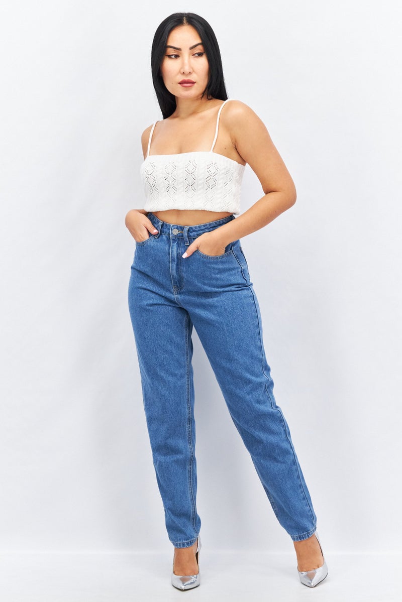 Missguided Women Regular Fit High Rise Denim Jeans, Blue - Image 3