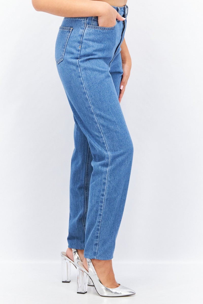 Missguided Women Regular Fit High Rise Denim Jeans, Blue - Image 2