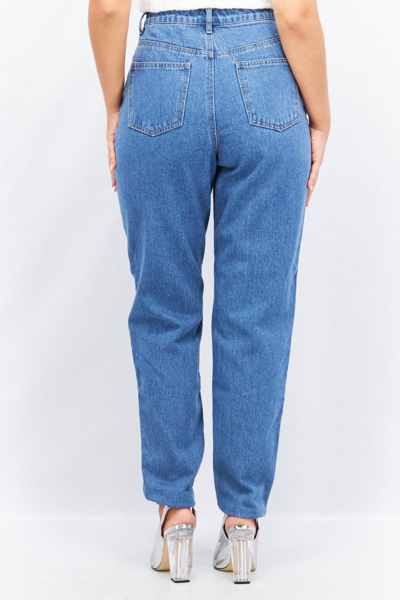 Missguided Women Regular Fit High Rise Denim Jeans, Blue - Image 4