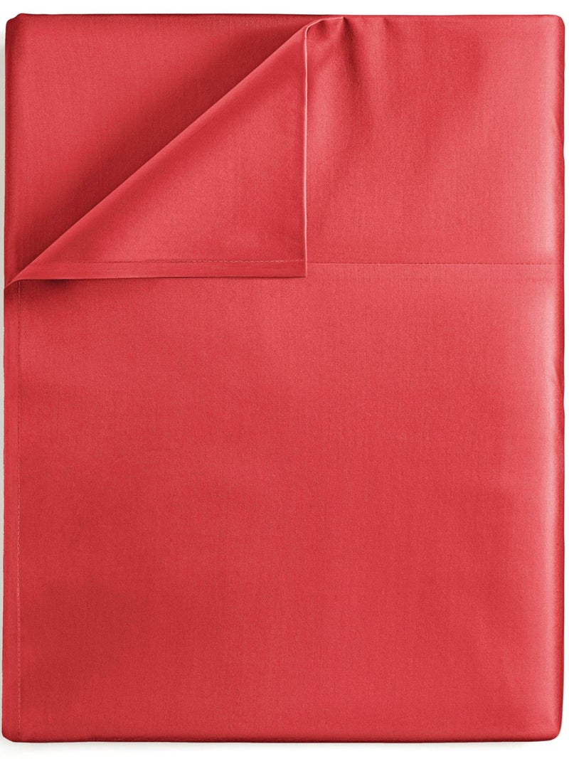 CGK Unlimited Twin Size Flat Bed Sheet - Hotel Luxury Single Flat Sheet Only - Wrinkle Free and Fade Resistant Flat Sheet - Extra Soft  Comfy and Breathable - Flat Sheet for Women and Men - Red Top Flat Sheet Only  - Image 1
