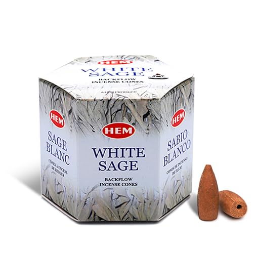 HEM White Sage Backflow Incense Cones – Brown Fragrance Cones for Positivity, Aura Cleansing, Meditation, Relaxation, Stress Relief | Long-Lasting Natural Aroma | Spiritual Gift Set – Pack of 40 Cones - Image 1