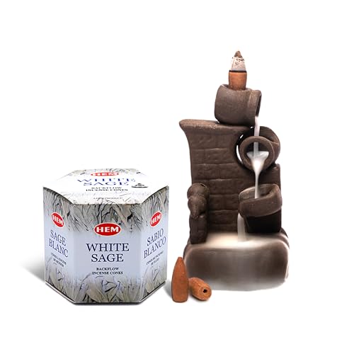HEM White Sage Backflow Incense Cones – Brown Fragrance Cones for Positivity, Aura Cleansing, Meditation, Relaxation, Stress Relief | Long-Lasting Natural Aroma | Spiritual Gift Set – Pack of 40 Cones - Image 2