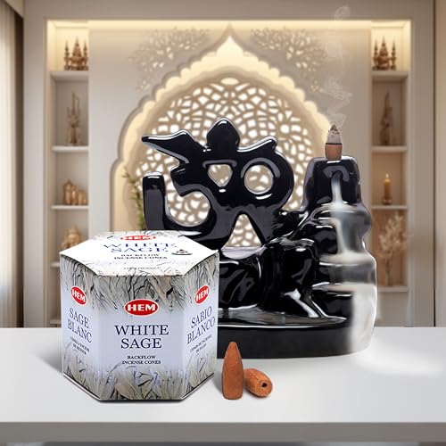 HEM White Sage Backflow Incense Cones – Brown Fragrance Cones for Positivity, Aura Cleansing, Meditation, Relaxation, Stress Relief | Long-Lasting Natural Aroma | Spiritual Gift Set – Pack of 40 Cones - Image 3