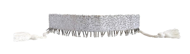 DUCHESS Silver sequin embellished tasseled saree Waist Belt and Kamarbandh for Women and Girls - Image 1