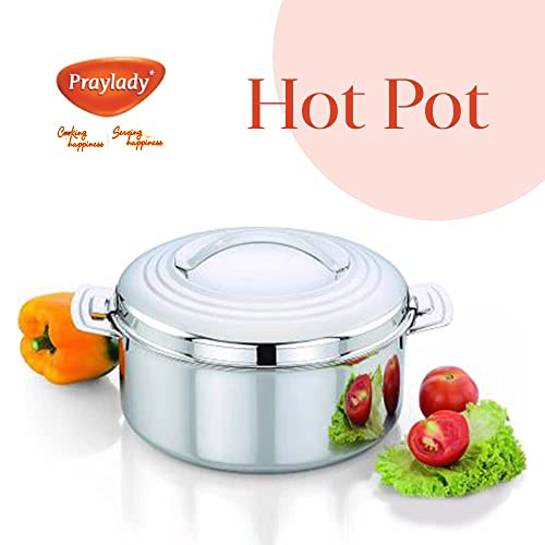 Praylady Regular Hotpot | Stainless Steel Double Wall Insulated Casserole | 1.0 L (1000 ml) | Thermal Food Warmer with Lid | Leak-Proof Serving Bowl for Office, Travel, Dinner | Silver - Image 5