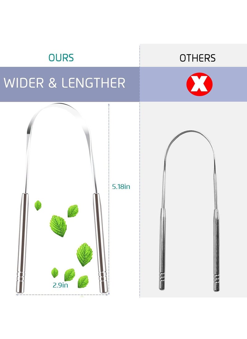 Tongue Scraper 4PCS Stainless Steel Tongue Cleaners 100% BPA Free Fresher Tongue Tools Healthy Oral Hygiene Brushes Medical Grade Reusable Stainless Steel Eliminate Bad Breath