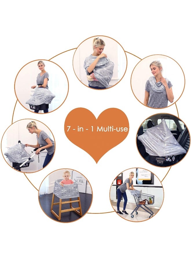 Hicoco Breastfeeding Cover Carseat Canopy - Multi Use Car Seat Covers for Babies, Infant Stroller Cover, Baby Shower Gifts for Boys and Girls - Image 4