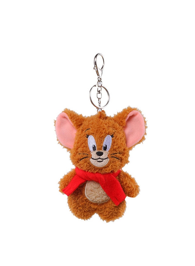 Creative Cute Plush Keychain, Cute Backpack Pendant, Suitable For Wallet Key Ring Decoration, (12cm Jerry Mouse Pendant, Sound Type)  - Image 1