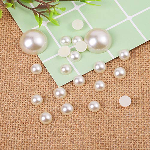 Dowarm 1000 Pieces Flatback Half Pearls, Flat Backed Round Half Pearls for Crafts Jewlery, Mixed Size 4MM 6MM 8MM 10MM 12MM 14MM (Ivory) - Image 5