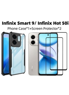 Generic [1+2 Sets] For Infinix Smart 9/ Infinix Hot 50i Case Cover & Screen Protector Phone Case with Anti Drop Function，2 Tempered Flims  - Image 1