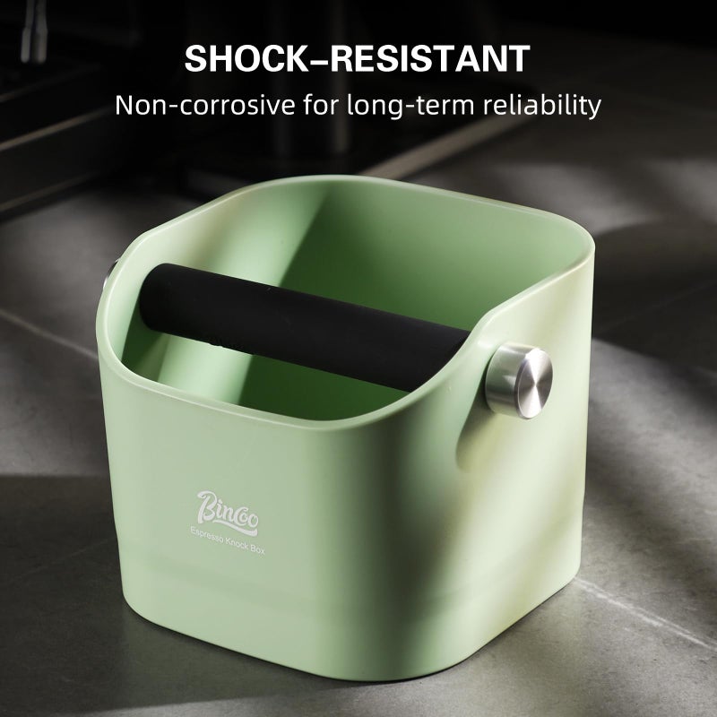 Bincoo Espresso Knock Box - Bincoo Espresso Machine Knock Box/Espresso Grounds Knock Box, Barista Style Coffee Knock Box for Grounds with Removable Shock-Absorbent Knock Bar and Anti-Slip Base. (Green) - Image 2