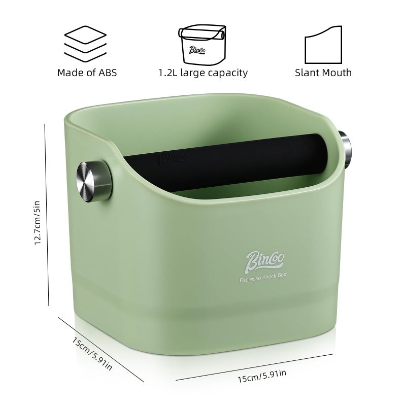 Bincoo Espresso Knock Box - Bincoo Espresso Machine Knock Box/Espresso Grounds Knock Box, Barista Style Coffee Knock Box for Grounds with Removable Shock-Absorbent Knock Bar and Anti-Slip Base. (Green) - Image 3