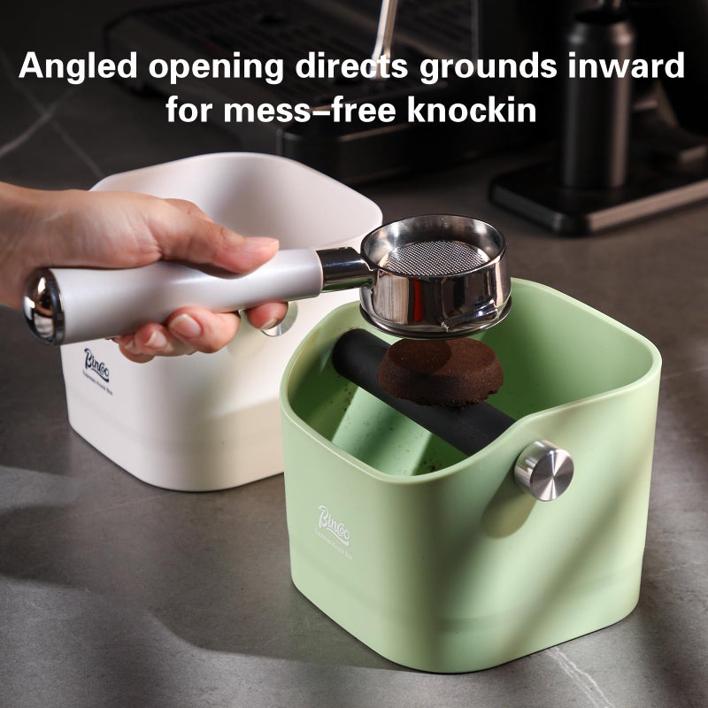Bincoo Espresso Knock Box - Bincoo Espresso Machine Knock Box/Espresso Grounds Knock Box, Barista Style Coffee Knock Box for Grounds with Removable Shock-Absorbent Knock Bar and Anti-Slip Base. (Green) - Image 5