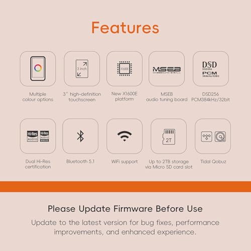 HiBy R1 HiFi MP3 Player with Bluetooth 51 Tidal Qobuz DSD 256 Native Lossless Music Player with TouchscreenHi Res Audio CertifiedMSEB Tuning2TB Expanded Memory - Image 3