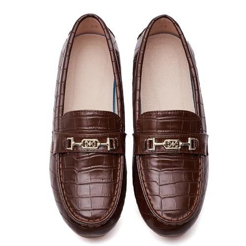 DeYashopin Women's Loafer Shoes Leisure Slip On Work Shoes Comfort Walking Flats Chocolate 7 Wide - Image 4