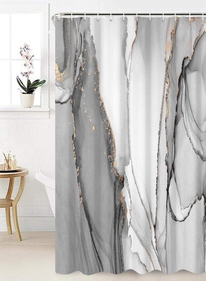 Umpoo Grey Marble Shower Curtain Ombre Abstract Marble Waterproof Shower Curtain for Bathroom Modern Art Ink Fabric Bath Curtain Accessories Home Decor, 60x72 Inch - Image 2
