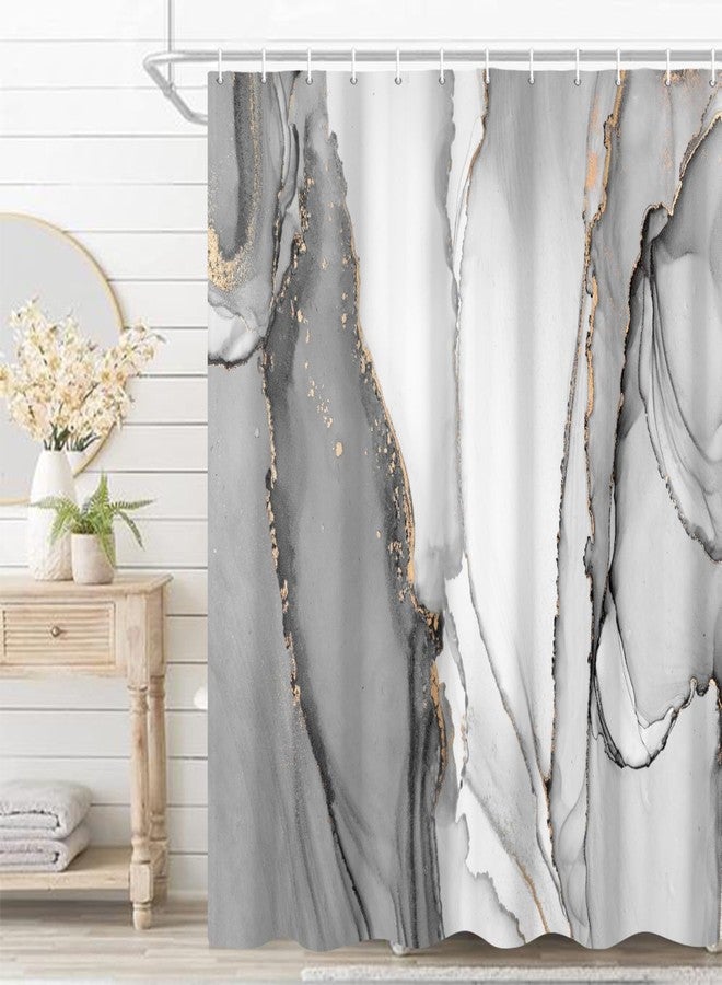 Umpoo Grey Marble Shower Curtain Ombre Abstract Marble Waterproof Shower Curtain for Bathroom Modern Art Ink Fabric Bath Curtain Accessories Home Decor, 60x72 Inch - Image 4
