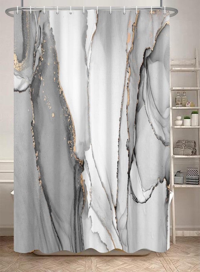 Umpoo Grey Marble Shower Curtain Ombre Abstract Marble Waterproof Shower Curtain for Bathroom Modern Art Ink Fabric Bath Curtain Accessories Home Decor, 60x72 Inch - Image 1