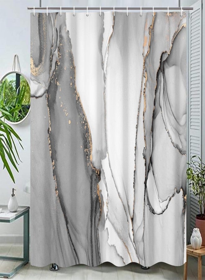 Umpoo Grey Marble Shower Curtain Ombre Abstract Marble Waterproof Shower Curtain for Bathroom Modern Art Ink Fabric Bath Curtain Accessories Home Decor, 60x72 Inch - Image 3