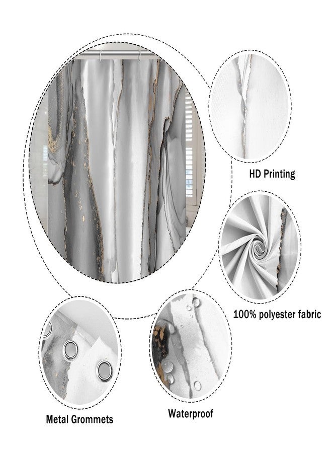 Umpoo Grey Marble Shower Curtain Ombre Abstract Marble Waterproof Shower Curtain for Bathroom Modern Art Ink Fabric Bath Curtain Accessories Home Decor, 60x72 Inch - Image 5