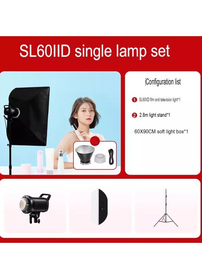 Godox SL60IID LED Video Light, Ultra Silent Fill Light, LED Continuous Output Lighting Photography Light, Studio Video Light With Compact Size And Flexible Angle, (SL60IID Single Lamp Set (Soft Box Model) - Image 1