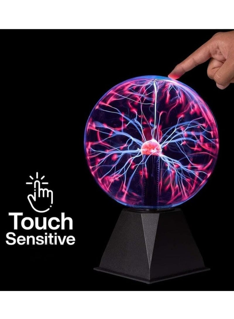 Thunder Lightning Plasma Ball 6 Inch Interactive Touch & Sound Activated Plasma Globe Lamp A Mesmerizing Electric Display for Home Decor, Parties and Educational Purposes - Image 2