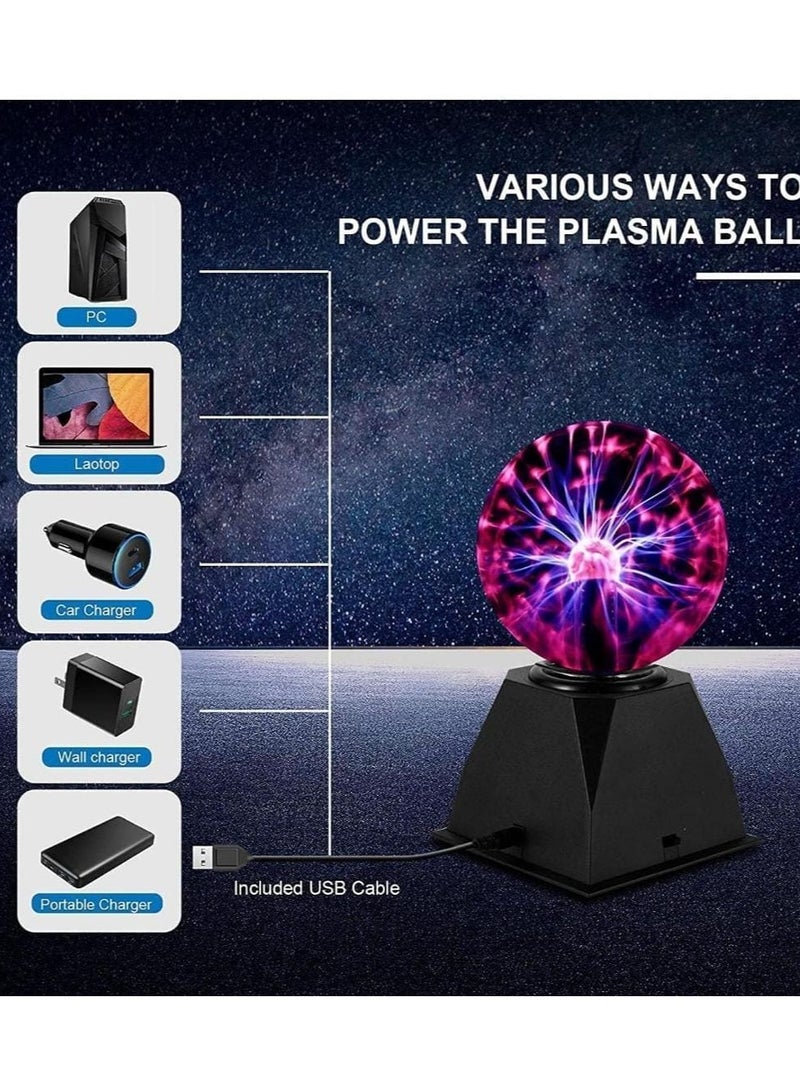 Thunder Lightning Plasma Ball 6 Inch Interactive Touch & Sound Activated Plasma Globe Lamp A Mesmerizing Electric Display for Home Decor, Parties and Educational Purposes - Image 3
