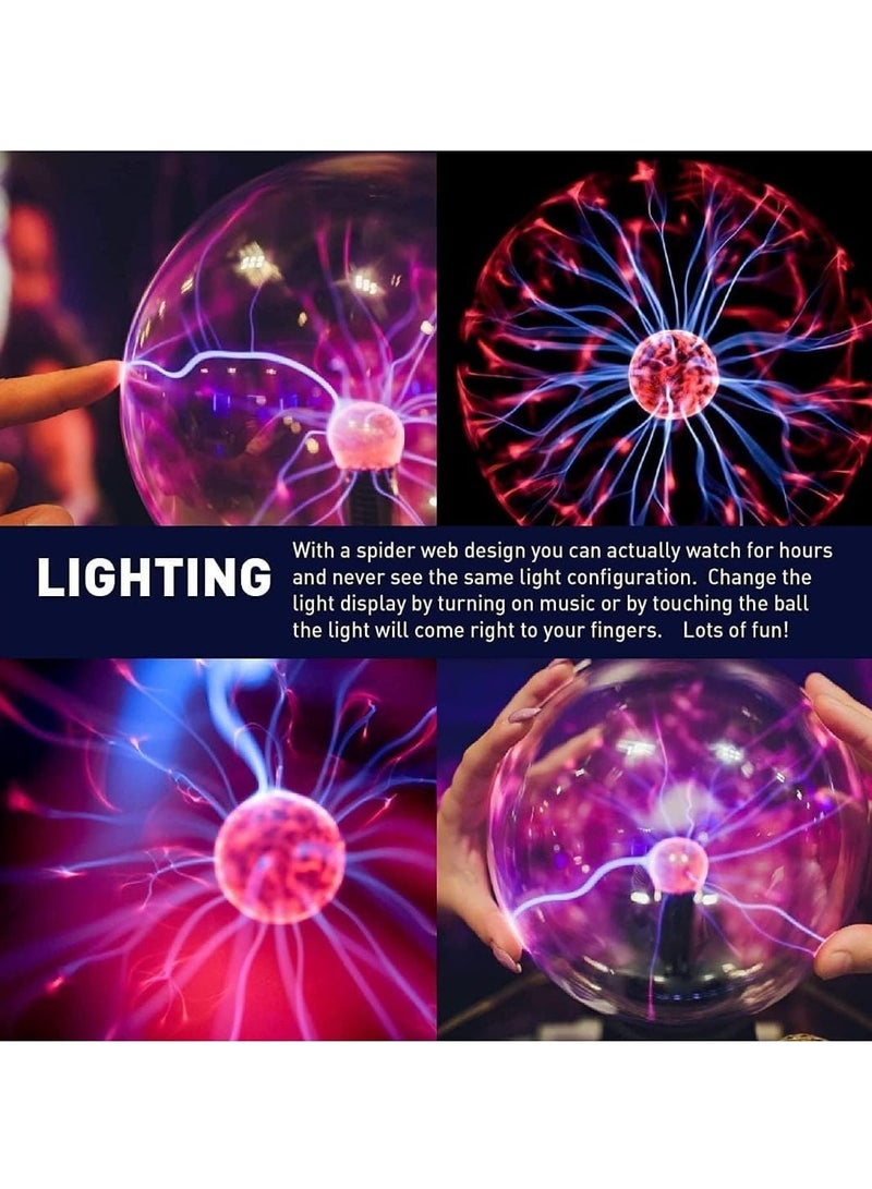 Thunder Lightning Plasma Ball 6 Inch Interactive Touch & Sound Activated Plasma Globe Lamp A Mesmerizing Electric Display for Home Decor, Parties and Educational Purposes - Image 5