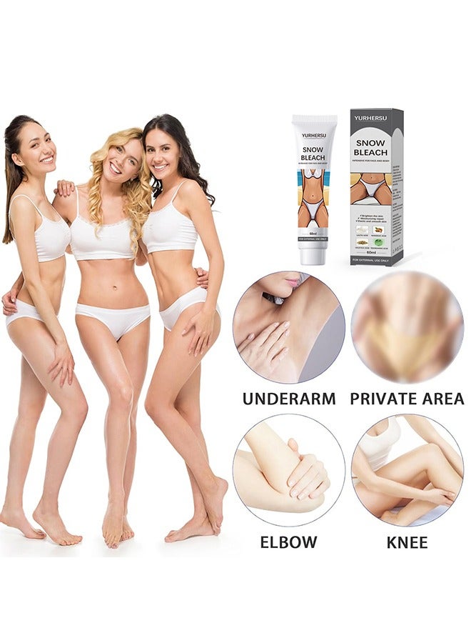 YURHERSU Snow Bleach Intensive For Face and Body - Private Part Underarm Whitening Dark Spot Corrector Cream Skin Lightening Bleaching Cream for Intimate Areas Brightening 60ml - Image 1