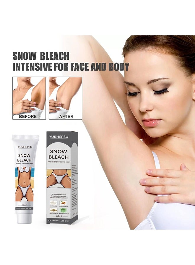 YURHERSU Snow Bleach Intensive For Face and Body - Private Part Underarm Whitening Dark Spot Corrector Cream Skin Lightening Bleaching Cream for Intimate Areas Brightening 60ml - Image 2