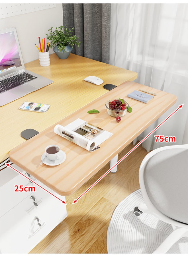 Desktop Extension Hand Support Station Board Dormitory Table Side Table Board Keyboard Bracket Widened Folding Extended Computer Desk-Pattern:Black Bracket + Log 75*25*1.2⚑⚑  - Image 1