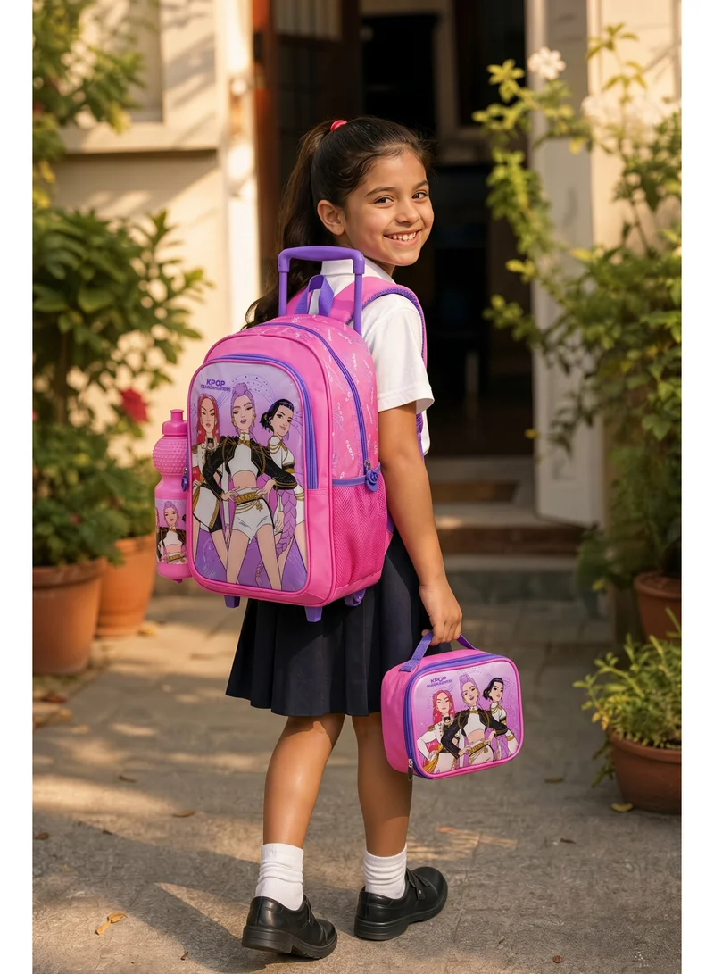 نيتفليكس Netflix KPop Demon Hunters 5-in-1 Backpack Set 18" – School Backpack with Lunch Bag, Lunch Box, Water Bottle & Pencil Case, Complete Back-to-School Set for Kids & Teens  | Water Resistant  | Girls School Bag