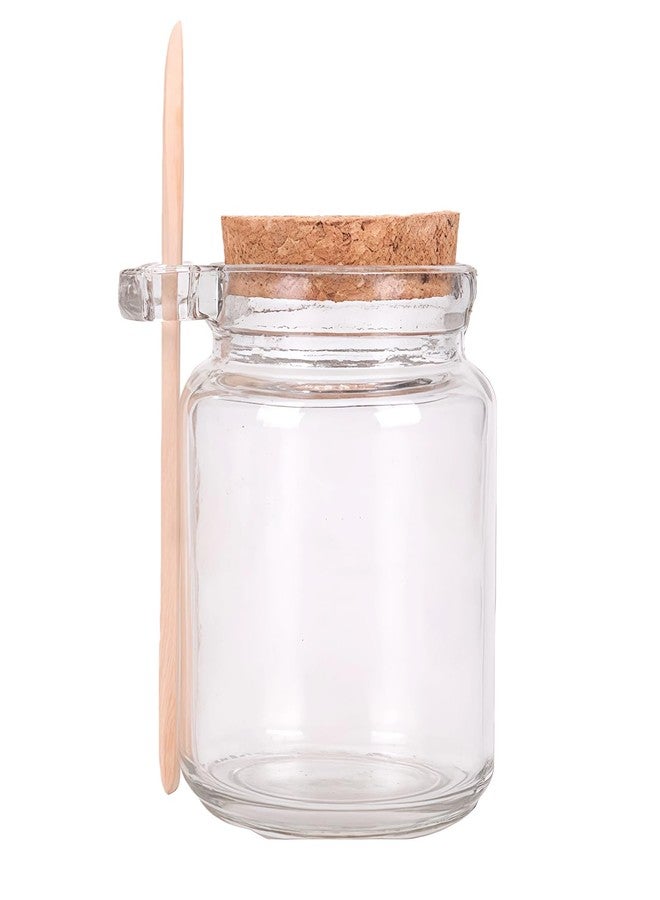 erioctry 1pcs 250ml/8 oz Glass Jar Reusable Empty Clear Glass Storage Container Bottle with Cork Stopper and Wooden Spoon for Storing Spice Salt Sauce Honey Nuts - Image 1