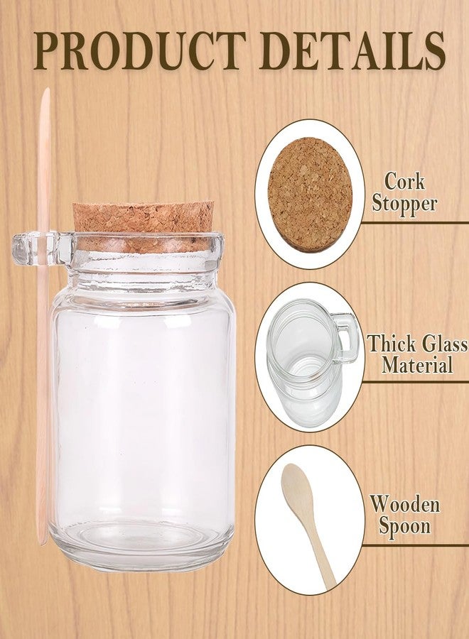 erioctry 1pcs 250ml/8 oz Glass Jar Reusable Empty Clear Glass Storage Container Bottle with Cork Stopper and Wooden Spoon for Storing Spice Salt Sauce Honey Nuts - Image 3