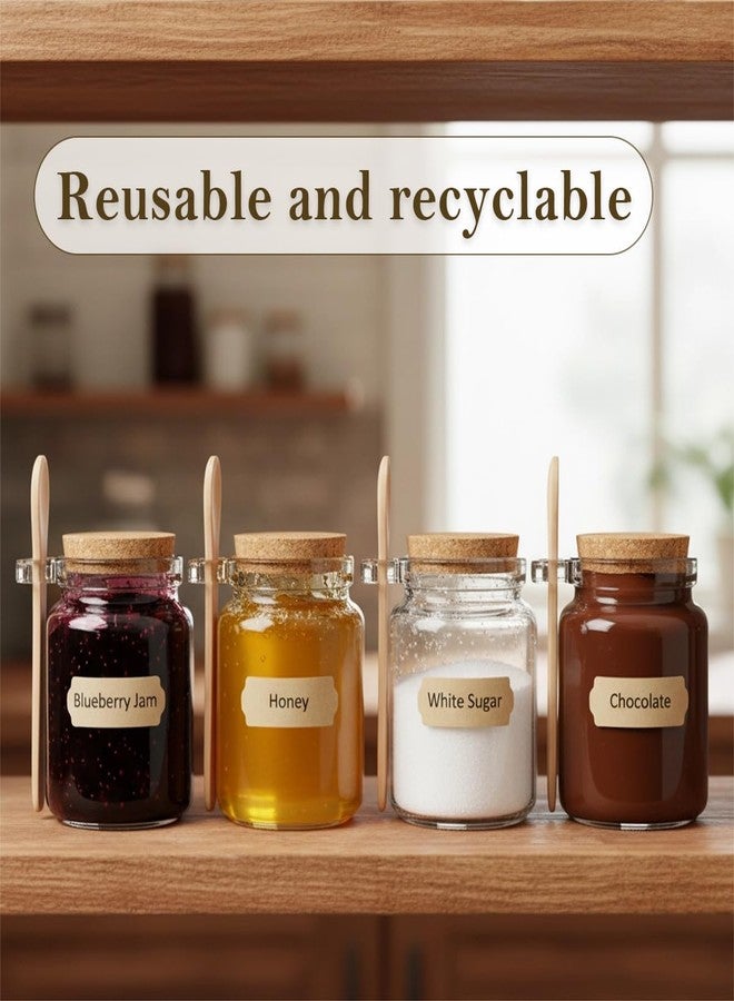 erioctry 1pcs 250ml/8 oz Glass Jar Reusable Empty Clear Glass Storage Container Bottle with Cork Stopper and Wooden Spoon for Storing Spice Salt Sauce Honey Nuts - Image 5