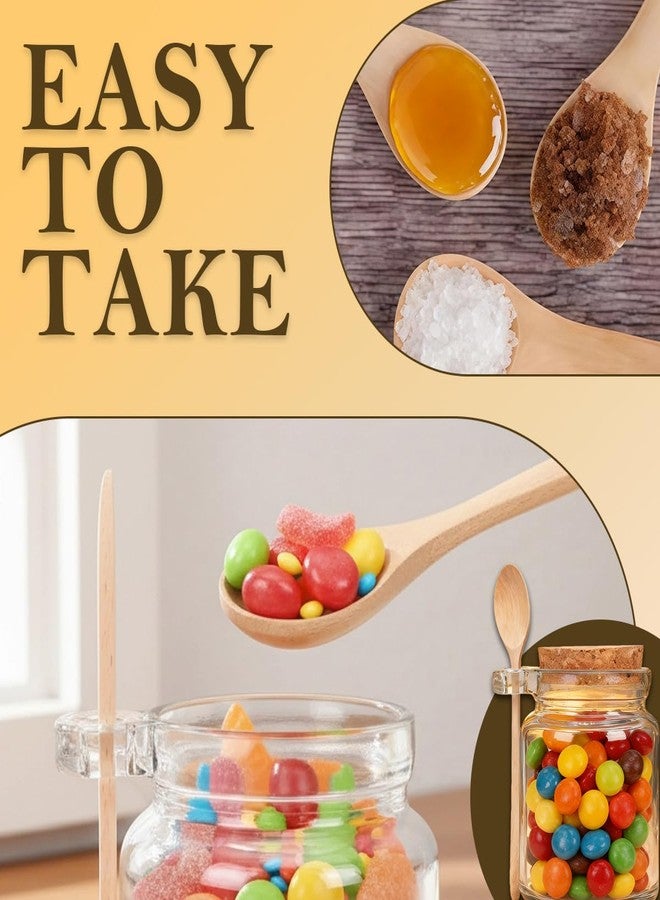 erioctry 1pcs 250ml/8 oz Glass Jar Reusable Empty Clear Glass Storage Container Bottle with Cork Stopper and Wooden Spoon for Storing Spice Salt Sauce Honey Nuts - Image 4