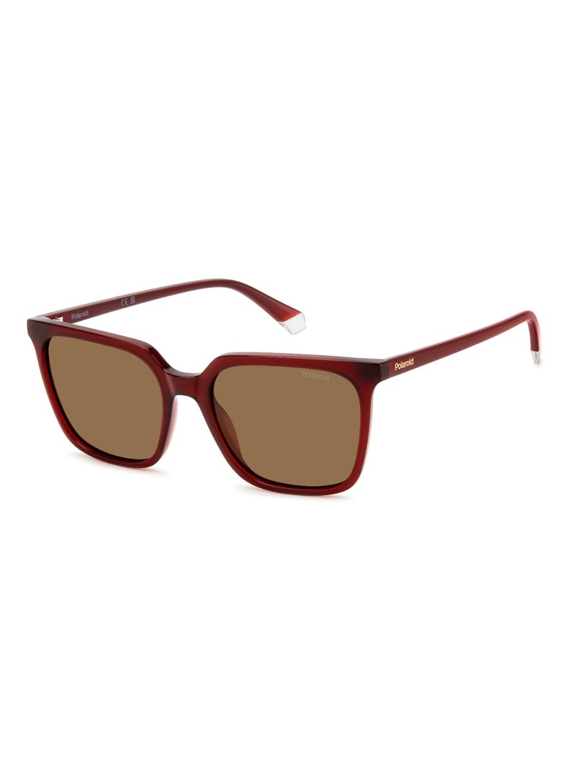 Polaroid Women's Polarized Rectangular Shape  Sunglasses Pld 4163/S Gold 44 - Lens Size: 44 Mm - Burgundy  - Image 1