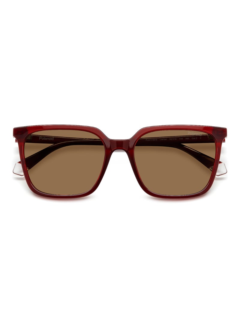 Polaroid Women's Polarized Rectangular Shape  Sunglasses Pld 4163/S Gold 44 - Lens Size: 44 Mm - Burgundy  - Image 4